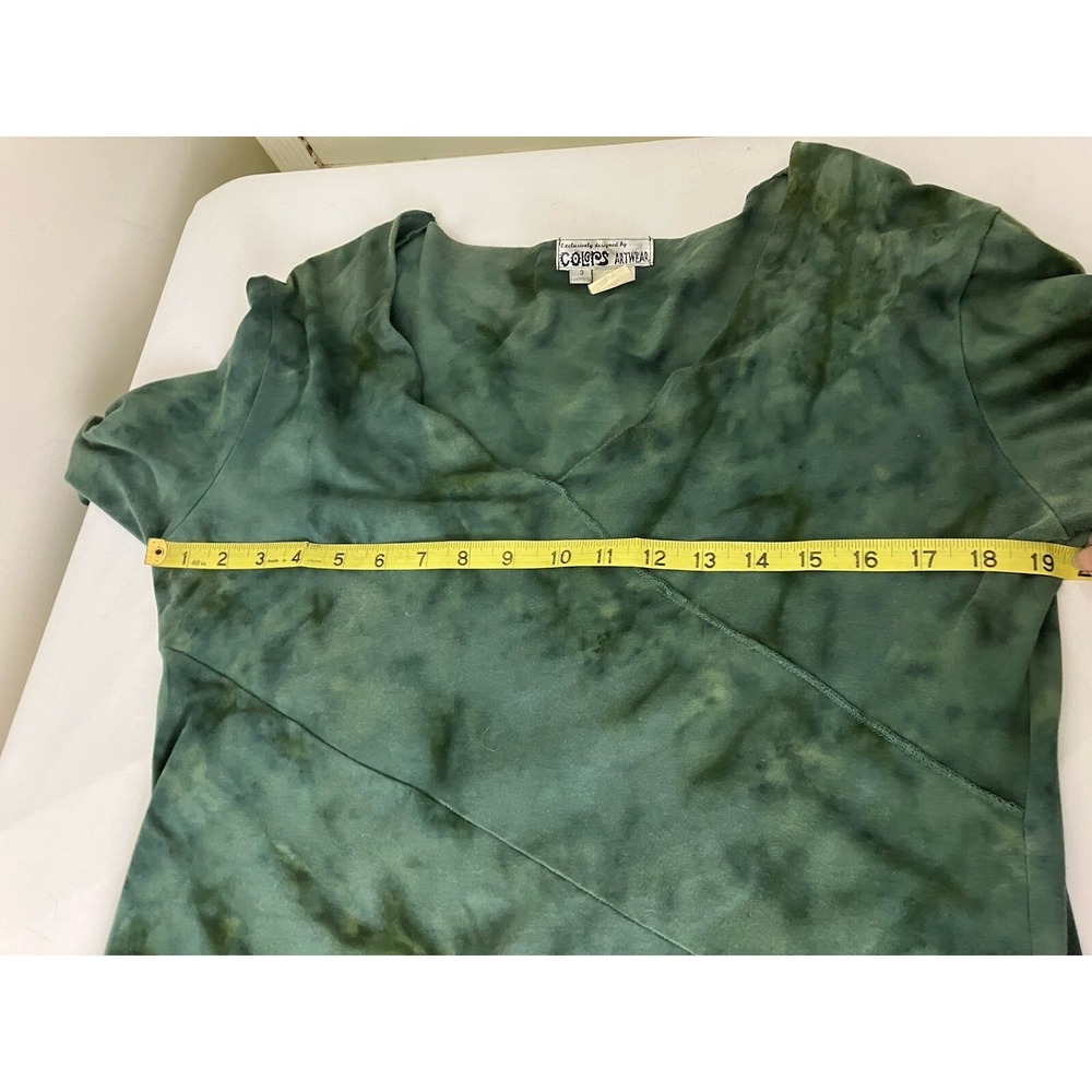 Colors Artwear Tie Dye Top Womens Size 3 / XL Green Boho Artsy - Picture 4 of 7
